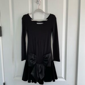 Sister Sam Black Girls Dress with Satin Bow
